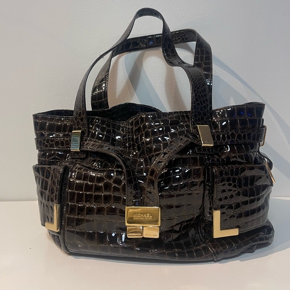 Michael Kors Brown Patent Leather Shoulder Bag - Picture 1 of 6